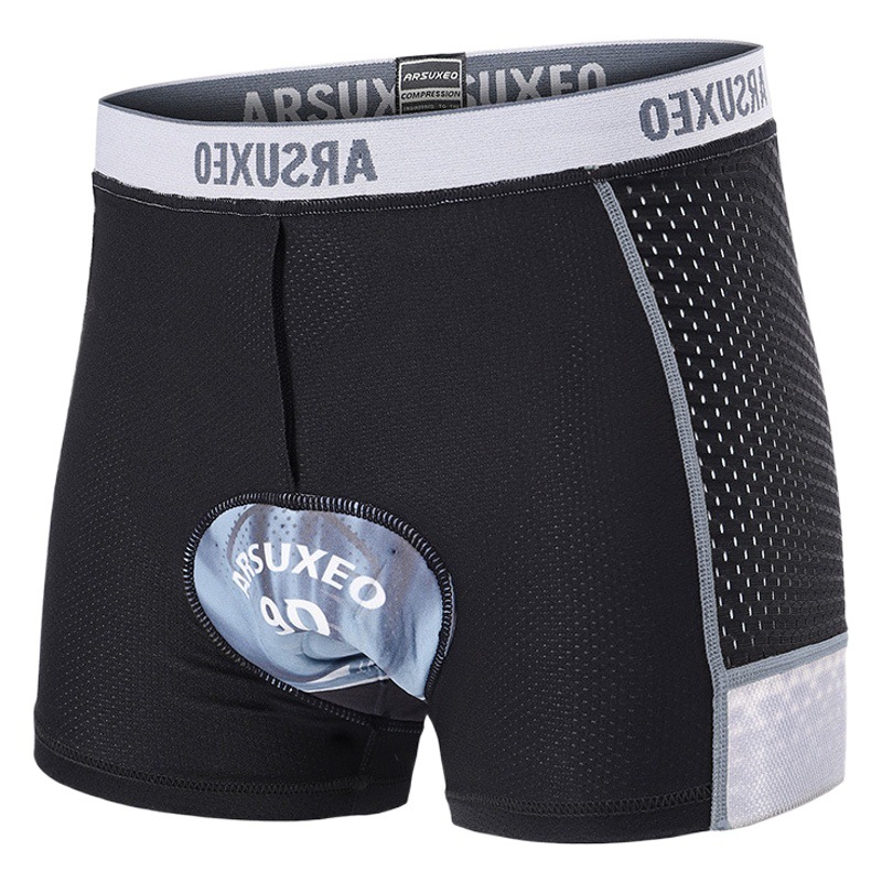 Men's Cycling Underwear Cycling Clothing Flat Mesh Breathable Quick-Drying Thickeneded Shock-Absorbing Silicone Cushion Cross-Border 002C