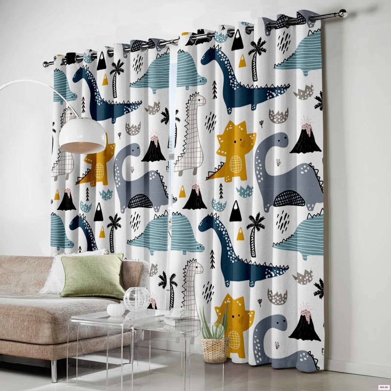 Ci can set-made digital printing cartoon dinosaur series simple curtain outdoor shading heat insulation support generation