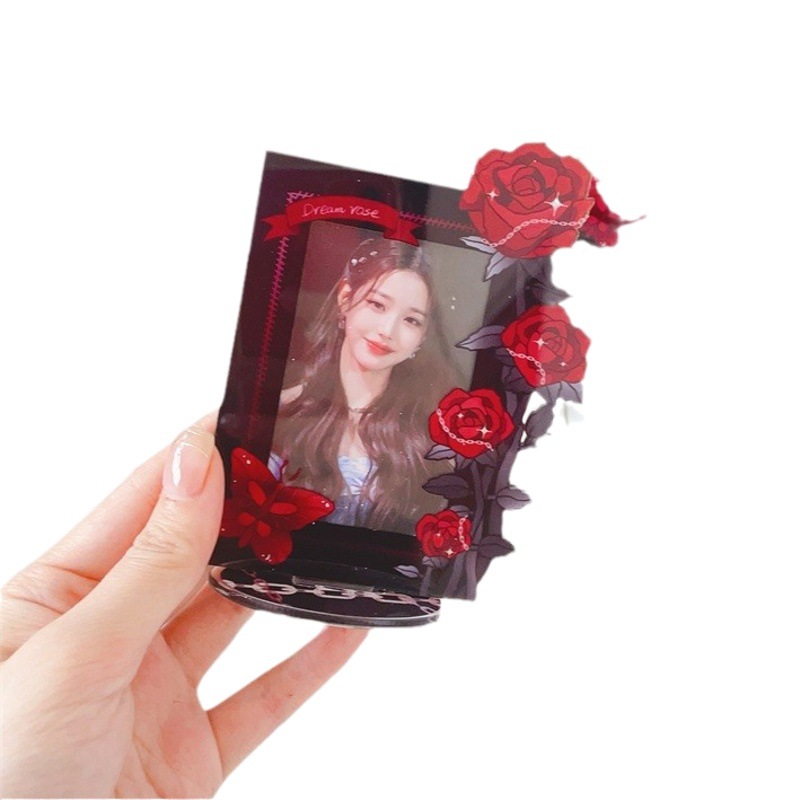 Rose lily acrylic card holder photo frame star Photo Polaroid small card storage display stand flower