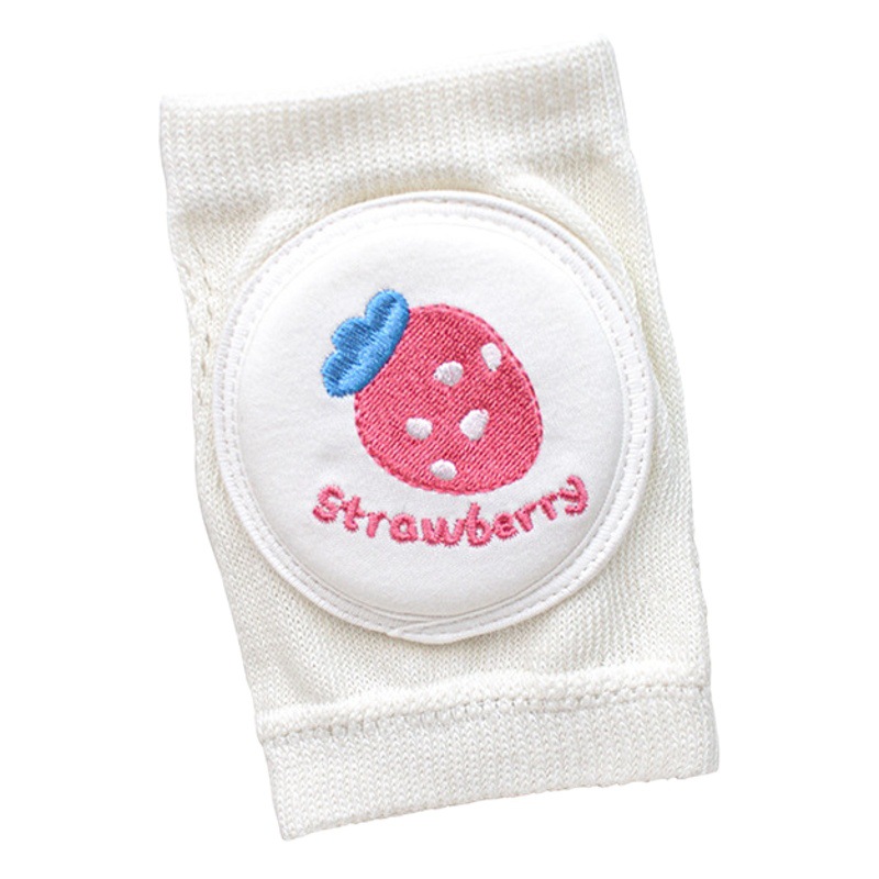 Children's Pure White Knee Pads Embroidered Boys and Girls Sports Pads Anti-fall Newborn Learning Climbing Sponge Elbow Mesh