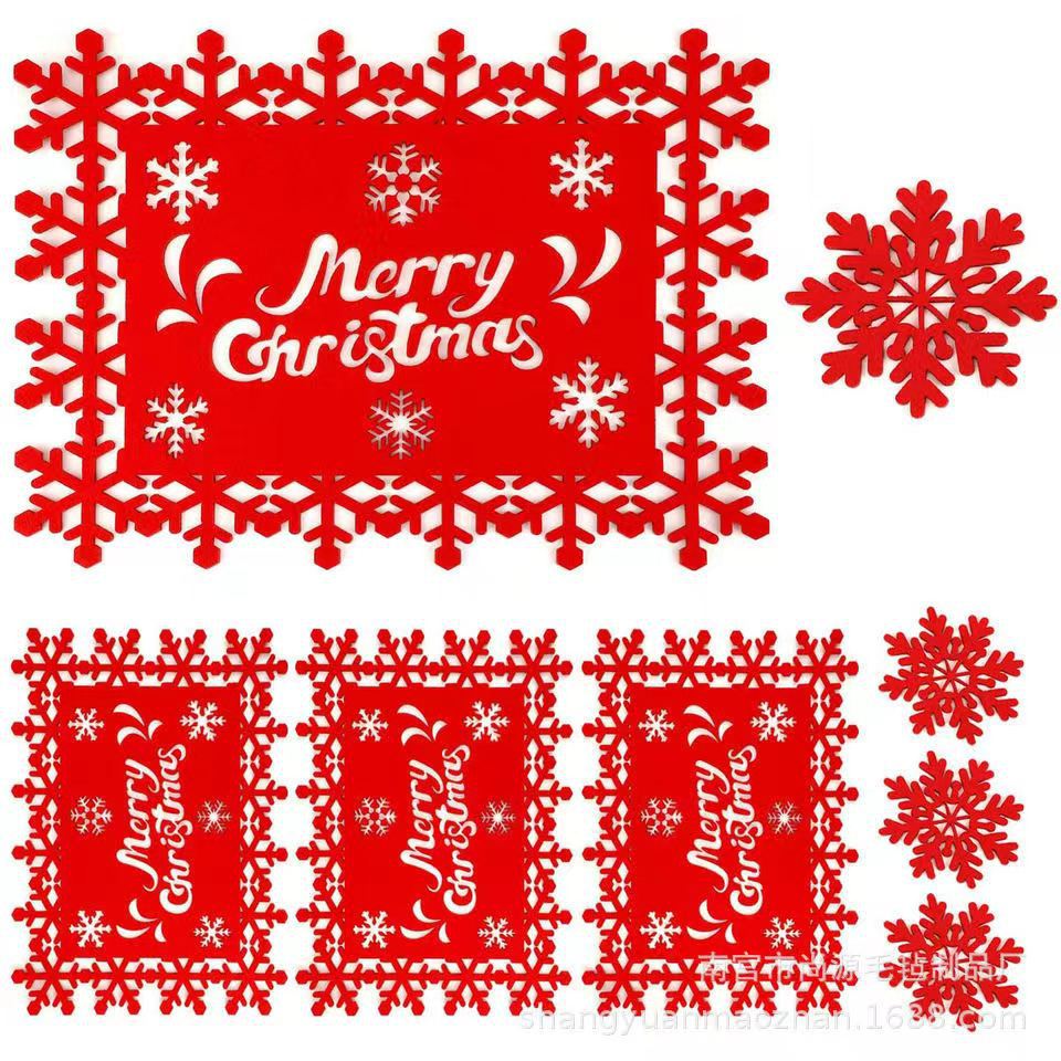 Picture of Cross-border supply felt meal coasters Christmas table decorations creative hollow non-slip thermal insulation felt table mat
