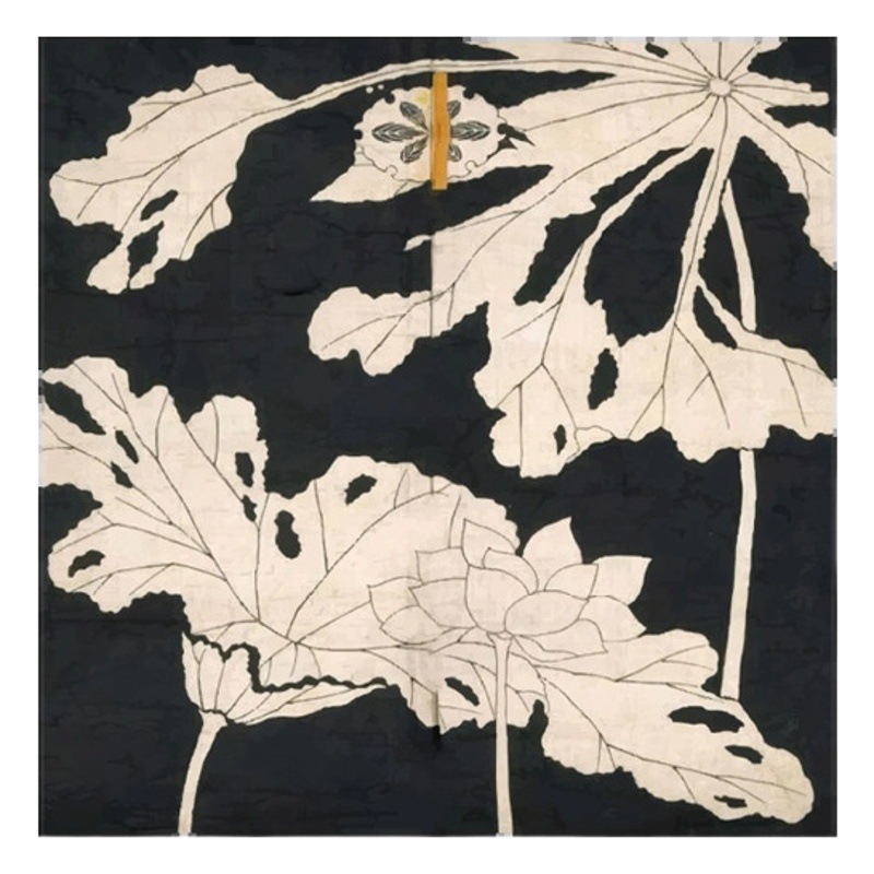 Lotus style black and white high-grade hanging painting living room entrance sofa background wall bedroom bedside painting decorative painting