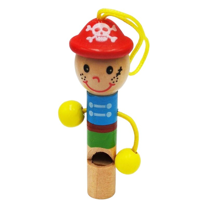 Cartoon Mini Pirate Whistle Wooden Blowing Instruments Children's Toys Kindergarten Whistle Music Early Education Toys