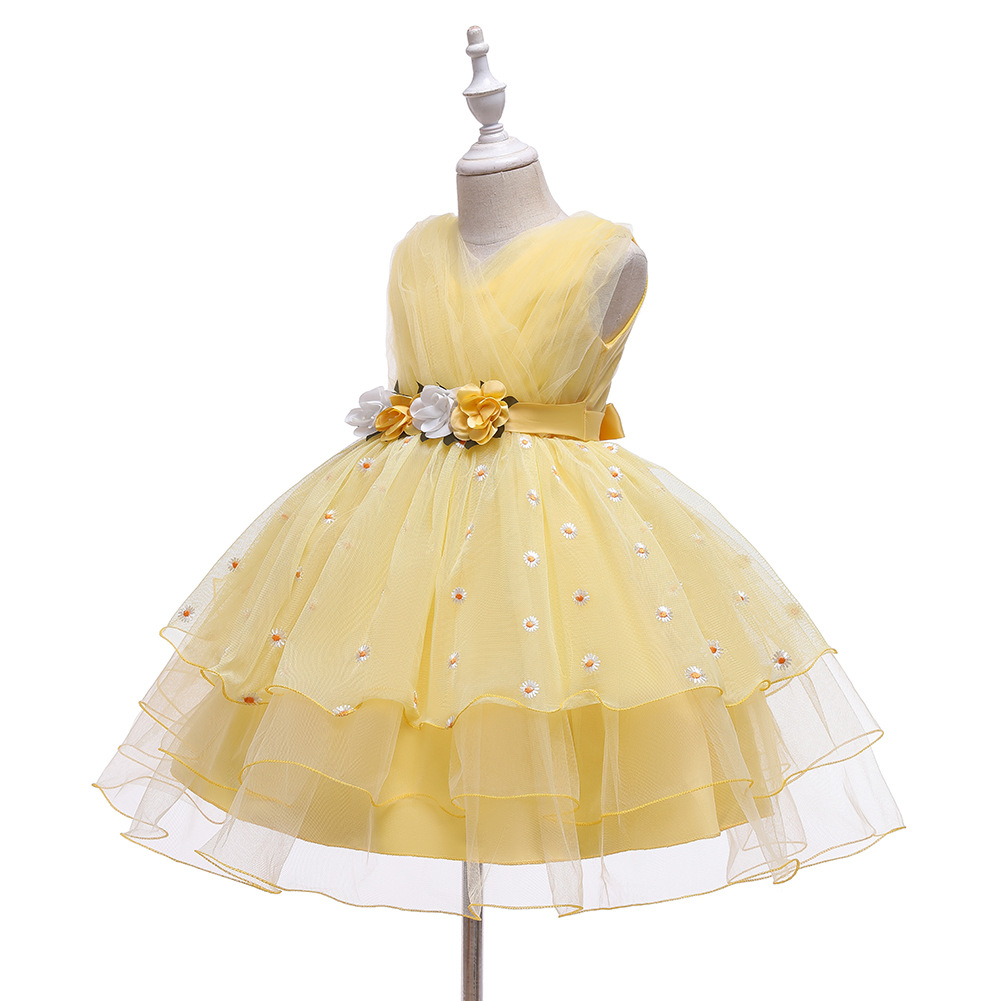 Picture of 2020 Summer new yellow skirt girls dress children's clothing piano costume a princess dress