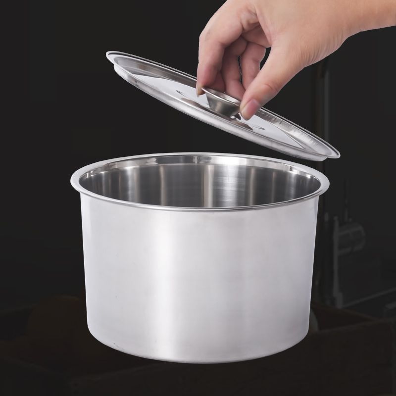 Picture of Stainless steel seasoning pot with lid, 304 thickened stainless steel egg bowl for commercial kitchen