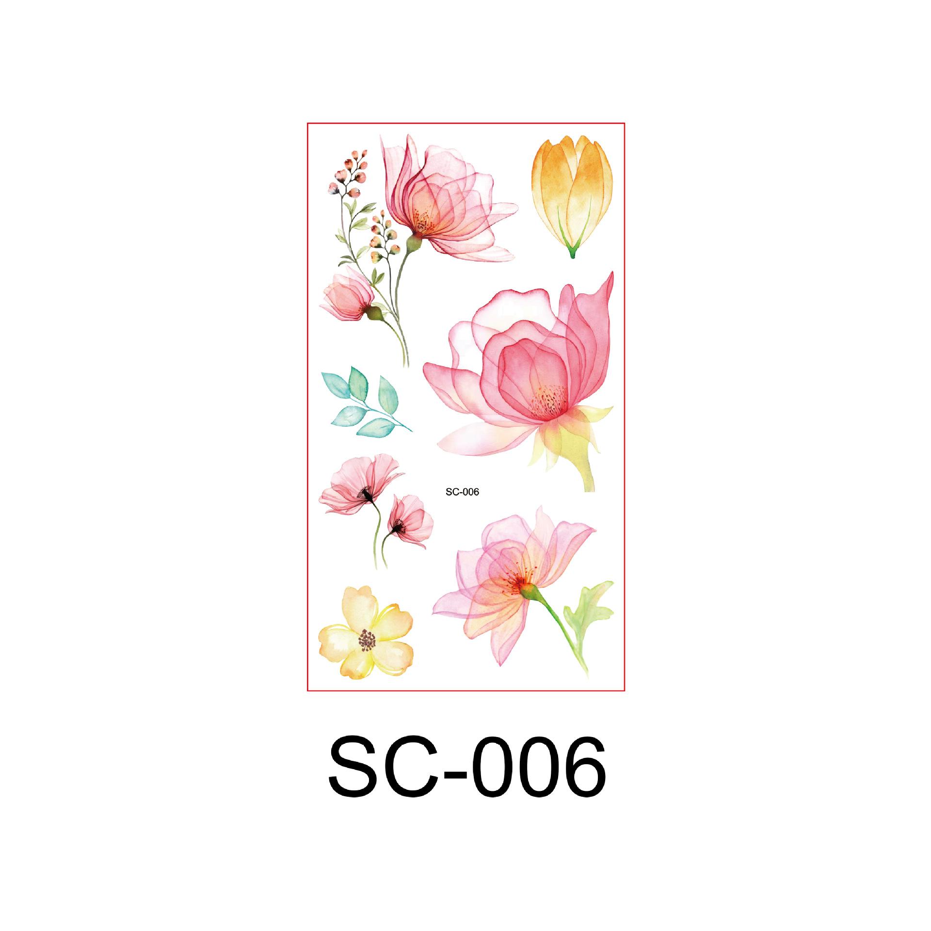 Picture of Watercolor Flower Small Fresh Antique Tattoo Sticker Hand Back Collarbone Chest Sexy Cover Scar Flower Arm Tattoo Sticker