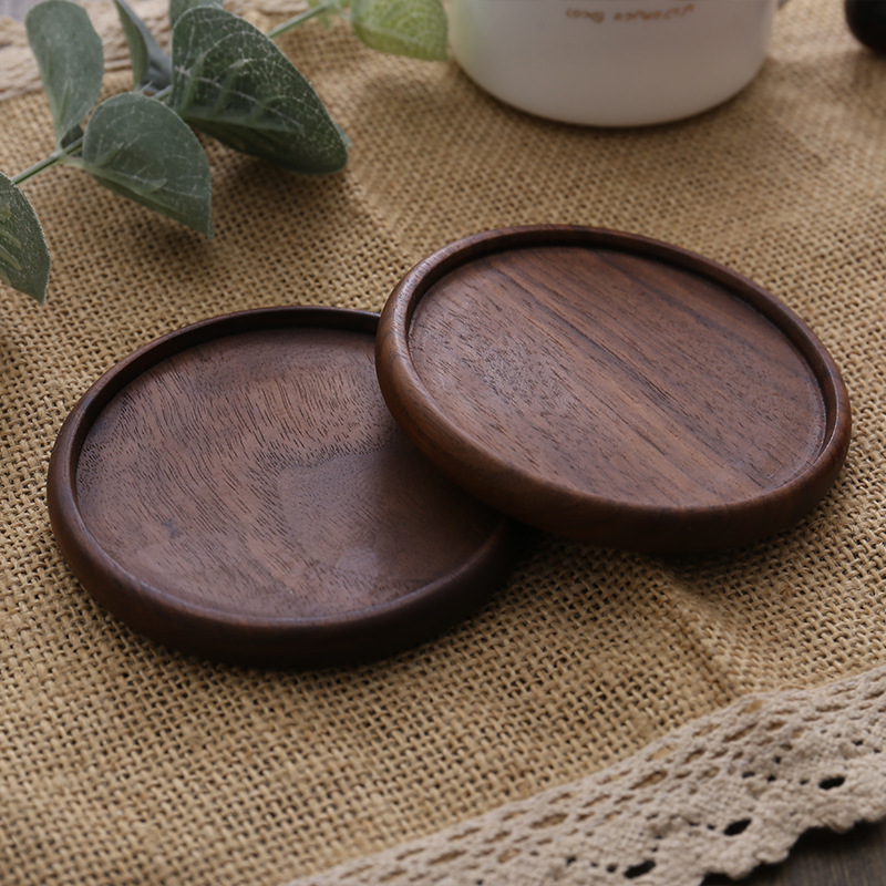 Picture of Creative Wooden Coaster Logo Engraved Fixed Wooden Tea Tray Cup Holder Tea Mat Wooden Tea Holder Japanese Heat Insulation Mat