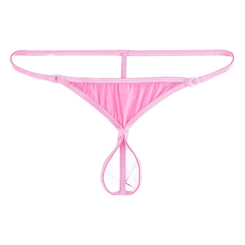 Foreign trade underwear sexy hollow transparent breathable Men's sexy underwear underwear ice silk thong crotch T pants men