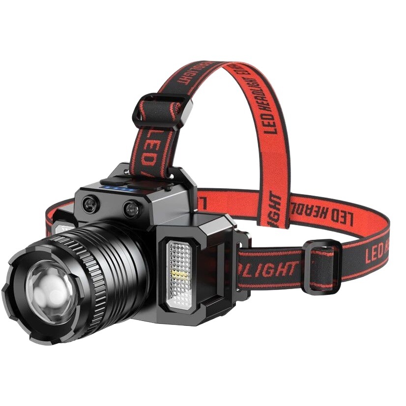 Induction headlight COB side light telescopic zoom endurance outdoor fishing lamp multifunctional rechargeable head-mounted flashlight