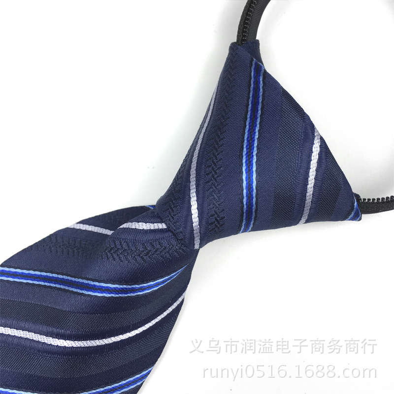 Picture of Men's tie business lazy striped zipper Korean version of wholesale formal jacquard polyester yarn-dyed 8cm easy to pull professional