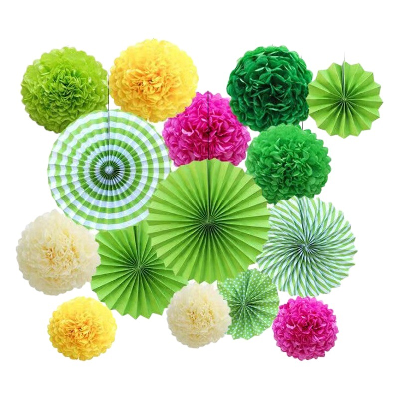 Wholesale Cross Border Summer Pineapple Round Lantern Set Hawaii Theme Beach Flamingo Party Decorative Paper Flower