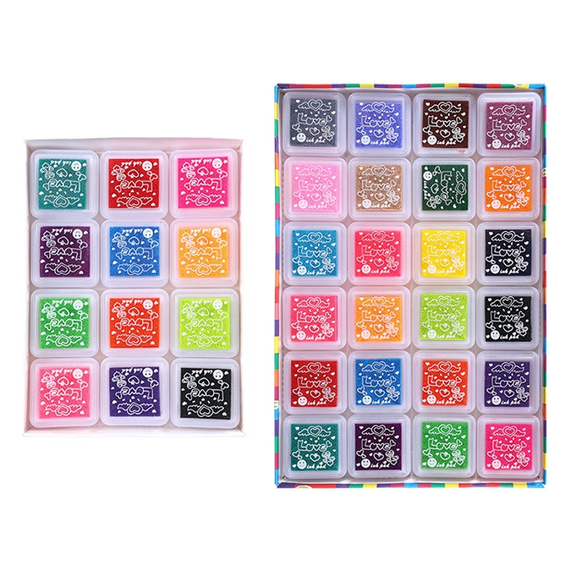 Children's finger painting color inkpad printing table 3x3cm24 color DIY finger painting pigment inkpad printing table suit