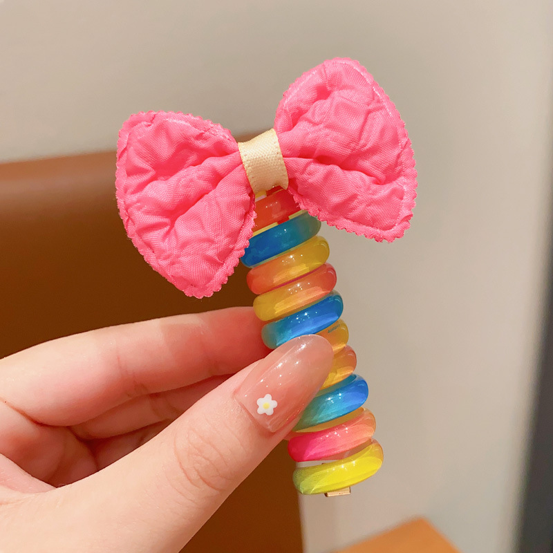 Picture of Children's coil telephone line hair band female high ponytail does not hurt hair hair rope high elastic durable rubber band Braid artifact