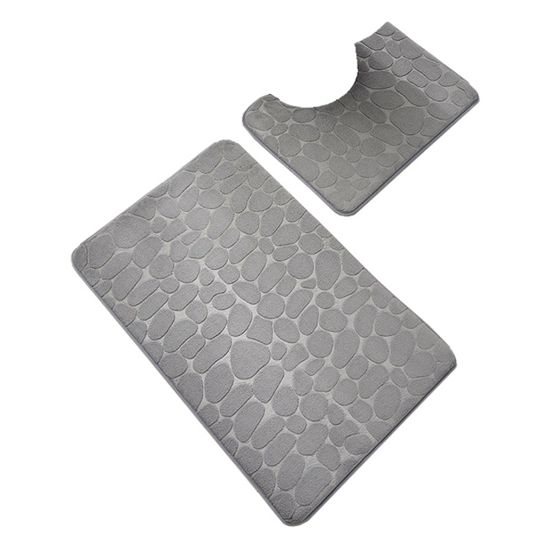 Cross-border generation solid color pebble coral fleece mat bathroom toilet water absorption non-slip three-piece non-slip rubbing mat