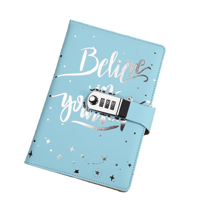 Picture of New creative A5 European business office stationery work diary Pu imitation leather combination lock notebook notebook