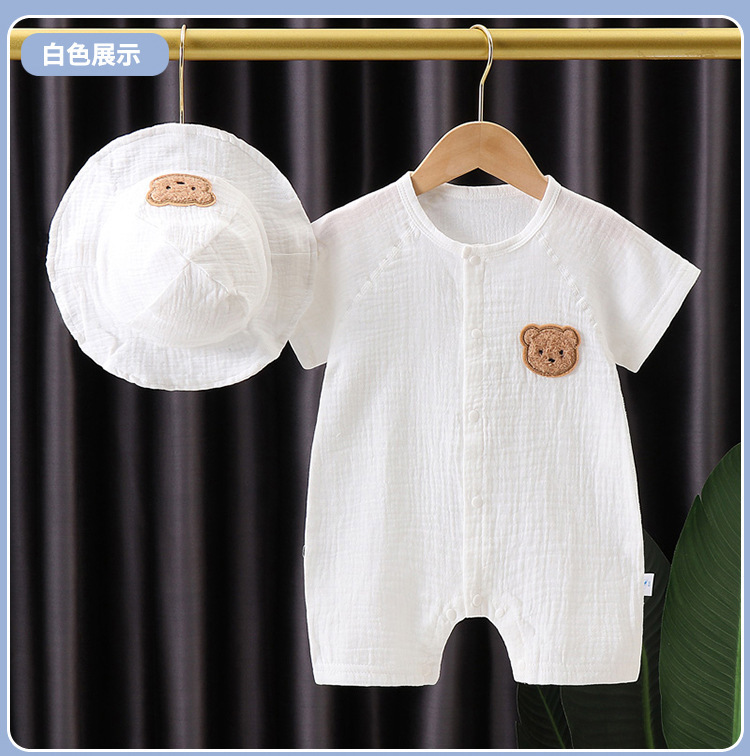 Picture of Baby Summer Thin Clothes Gauze Pure Cotton Jumpsuit Baby Short-sleeved Hare Clothes for Boys and Girls Baby Climbing Clothes for Going Out