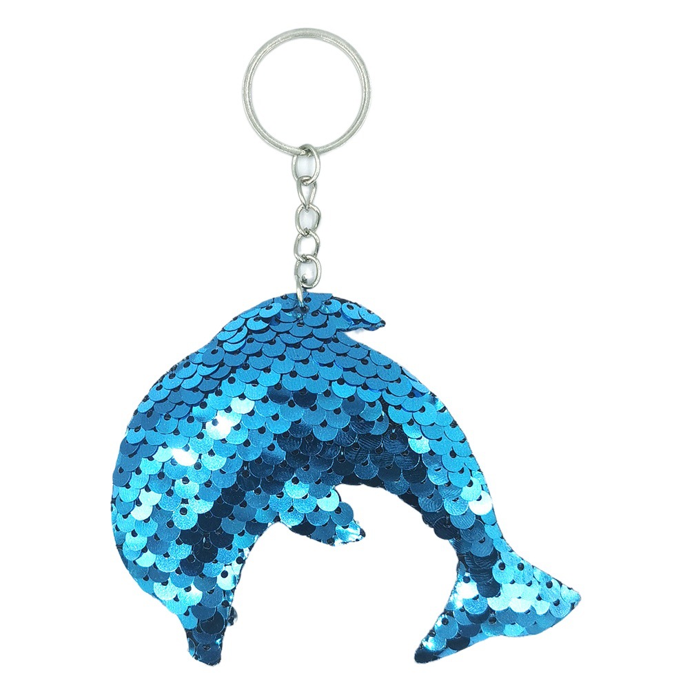 Dolphin Keychain Sequin Pendant Reflective Bright Face Dolphin Pendant Marine Life Car Key Chain Bag Pendant