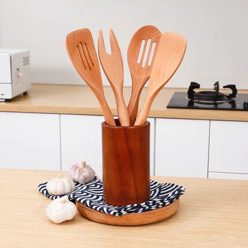 New Product Hanging Cooking Spatula, Household Spatula, Creative Beech Salad Spoon, Eight-Piece Cooking Spatula Set