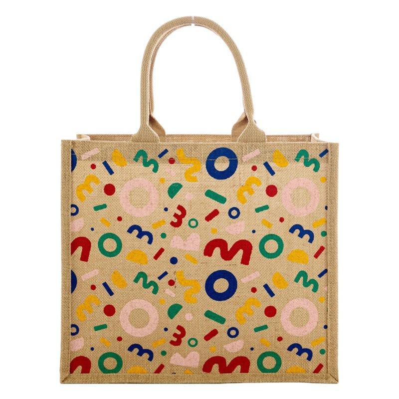 New linen waterproof environmental protection bag jute tote bag out hand carrying books large capacity shopping tote lunch box