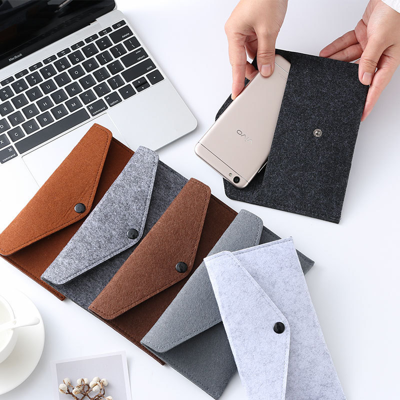 Hand-Sealed Colorfulful Felt Bag Creative Products Retro Snap Envelope Student Stationery Storage Simple Card