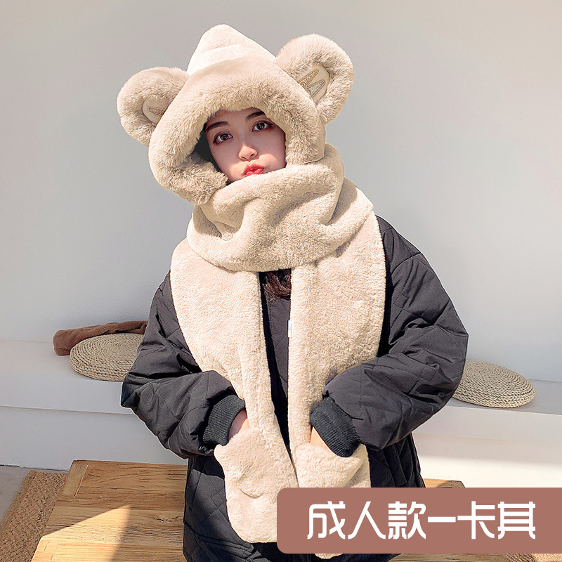 Picture of Autumn and winter classic hat scarf gloves three-piece set warm fleece-lined thickened all-match women's scarf suit wholesale