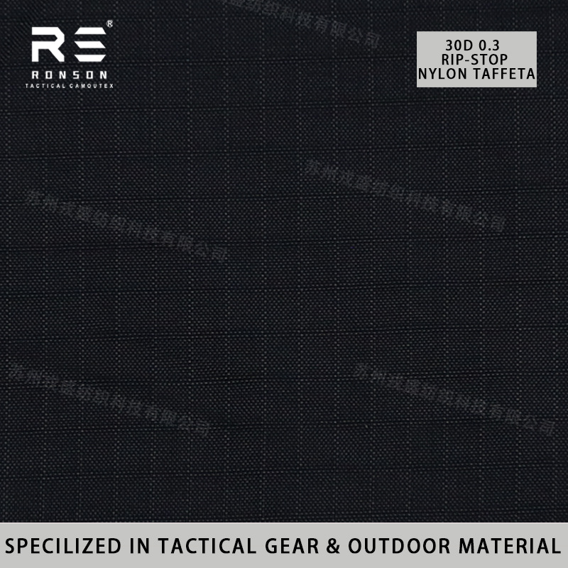 30D matte 0.3 double-thread plaid Nish silk ultra-thin tear-resistant skin clothing fabric, black Rongsheng factory in stock