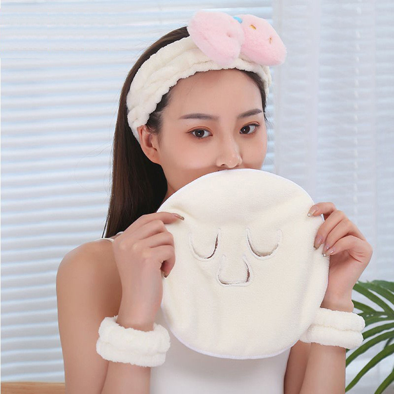 Hot Compress Towel Face Wash Coral Fleece Mask Cover Moisturizing Hydrating Beauty Face Cleansing Thickened Hot and Cold Compress Towel
