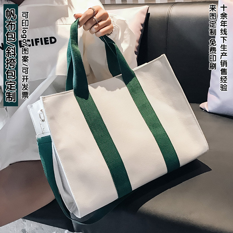 Picture of Canvas Bag Fashion Shopping Portable Cotton Bag Advertising Bag Corporate Three-Dimensional Environmentally Friendly Crossbody Printed Gift