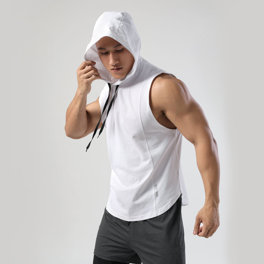 Picture of Adult Hooded Sleeveless T-Shirt Men's Sports Casual Quick-Drying Clothing Fitness Running Boxing Training Vest Sports Trend