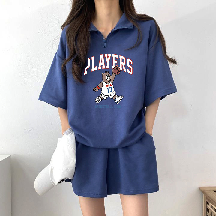 Factory Short-sleeved South Korea Shorts New suit Women 2024 New Summer Short-sleeved Shorts Student Two-piece Alphabet