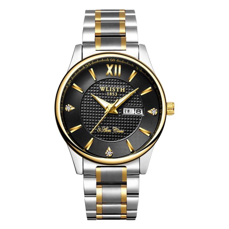 2021 Cross Border Men's Calendar Waterproof Watch Couple Steel Band Quartz Watch Men's Watch Business Belt Women's Watch