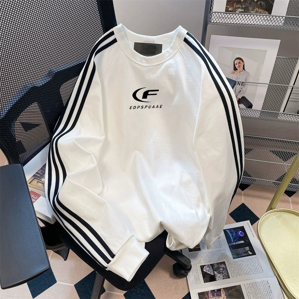 Picture of 2024 New Cotton Three Bars Women's Looser Printed T-Shirt Sweat Fashion Brand Autumn and Winter Round Neck Long Sleeve Top