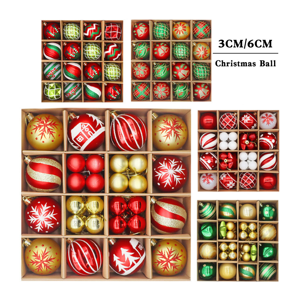 Cross-Border Spot Christmas Decoration 6Cm16Pcs Electroplated Plastic Ball Special-Shaped Painted Christmas Ball Gift Christmas