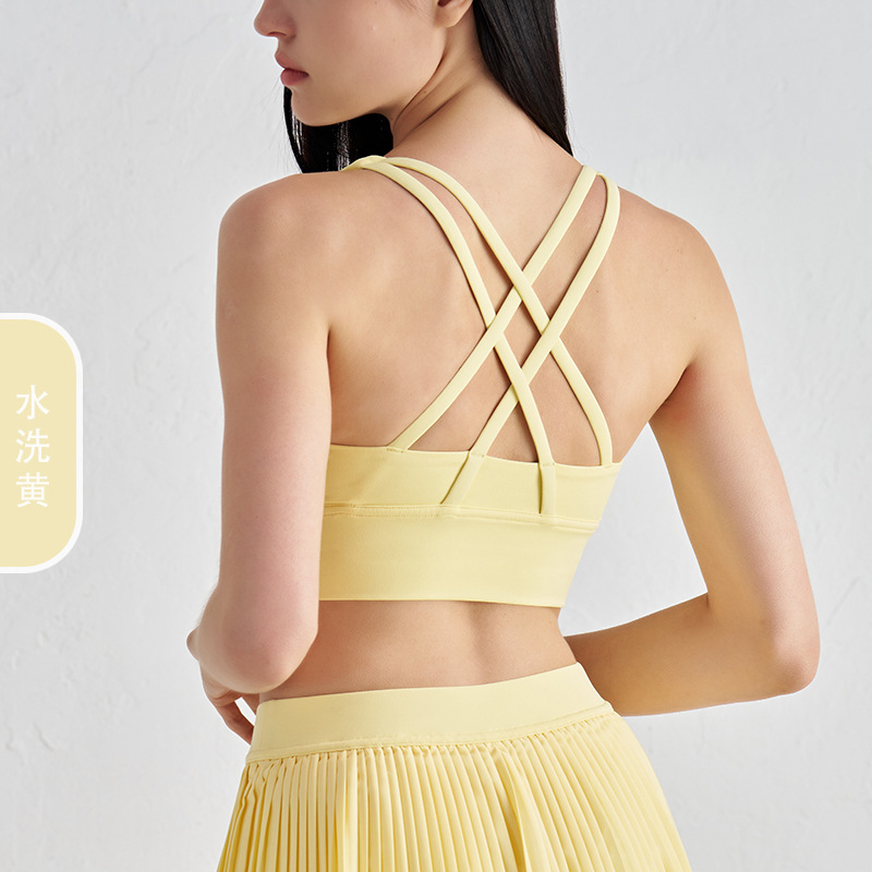 Picture of 2022 new double-sided brushed cross back sports underwear shockproof push up yoga sports bra fitness vest