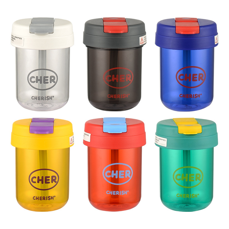 Picture of Wholesale Plastic Cups for Summer, Mini High-Looking Portable Water Bottles for Men and Women, Children's Transparent Plastic Cups with Straws