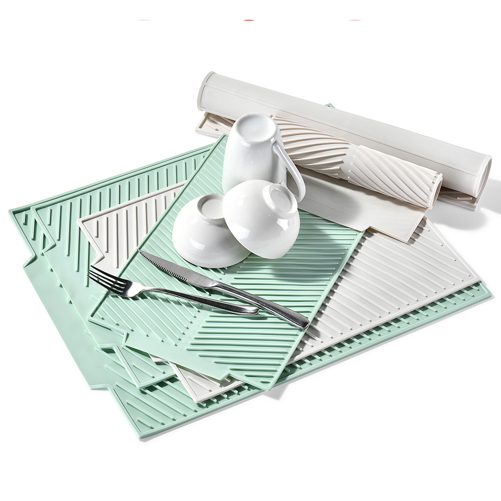 Picture of Kitchen Countertop Silicone Drying Mat Placemat Dining Table Insulation Mat Pool Side Tableware Drying Mat Bar Counter Non-slip Drying Mat