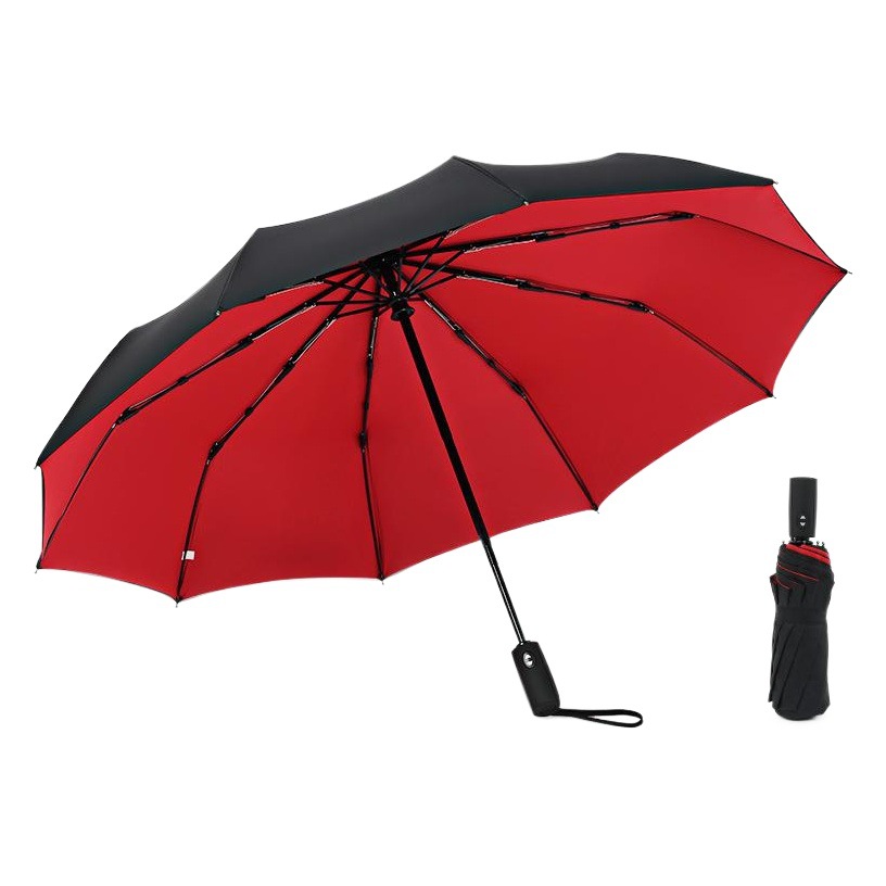 Folding Ten-Bone Fully Automatic Umbrella 10-Bone Windproof and Sunproof Rain or Shine Umbrella 70% off Advertising Umbrella Automatic Double-Layer Umbrella