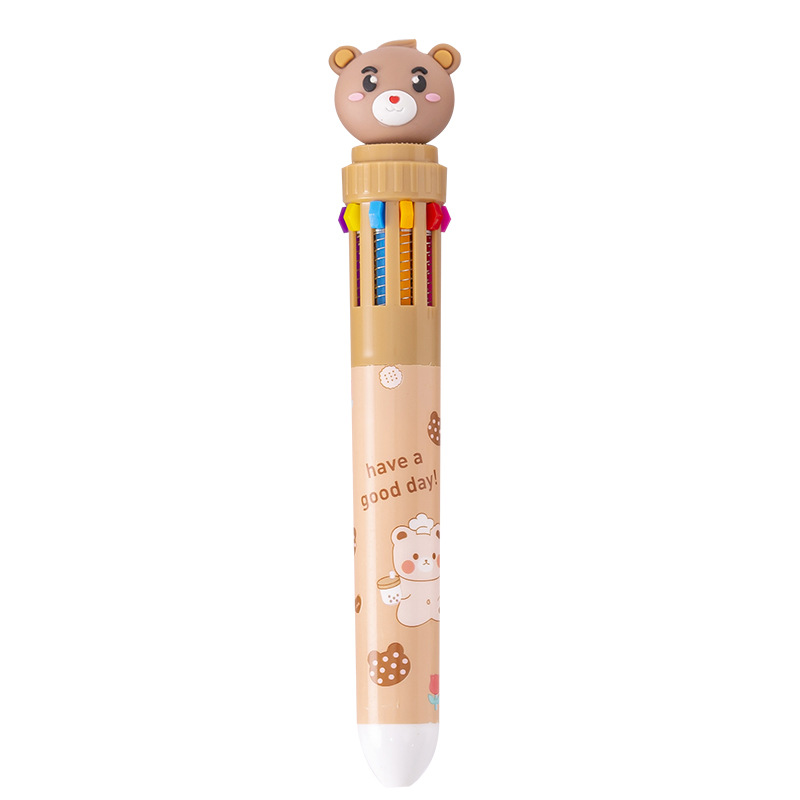 Picture of Ten-color ballpoint pen cartoon milk fat cute bear creative multi-color hand account pen pressing color pen multi-color pen
