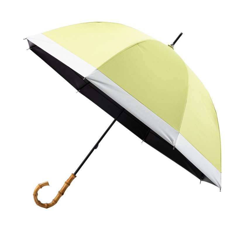 Picture of Large Lace Vinyl Sun Protection Umbrella Anti-Uv Parasol Bamboo Curved Handle Straight Umbrella Manual Sunny Umbrella Wholesale