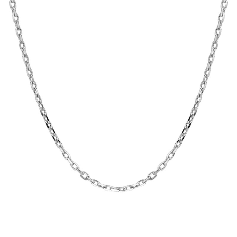 Cross-Border Silver-Plated Necklace Box Chain Melon Seed Water Wave Cross Chain Women's Versatile Simple Clavicle Chain Accessory Chain Live Wholesale