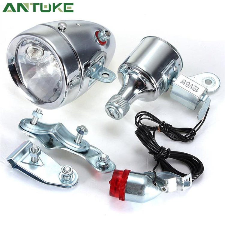 Cross-border Hot Sale Bicycle Generator Refitted Grinding Light Retro Front Light Tail Light 12V6W Bicycle Self-generating
