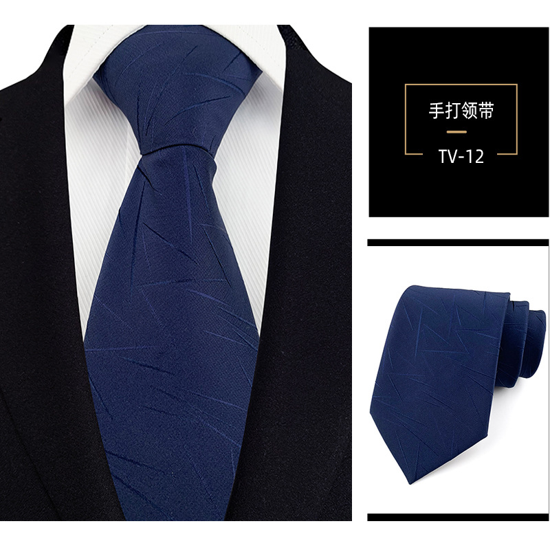 Picture of Men's Tie 8cm Hand Tie Polyester Professional Dress Interview Striped Tie Men's Red Bridegroom Wedding Tie