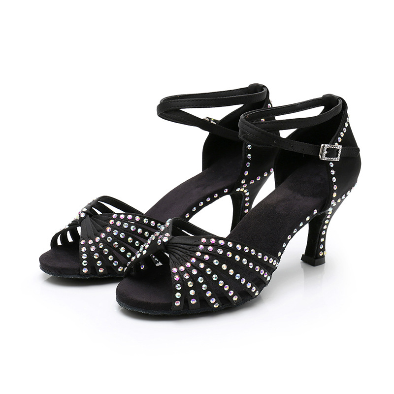 Picture of Adult Women's High-heeled Soft-soled Latin Dance Shoes Stage Performance Shoes Professional Ballroom Dance Shoes Latin Dance Shoes Performance