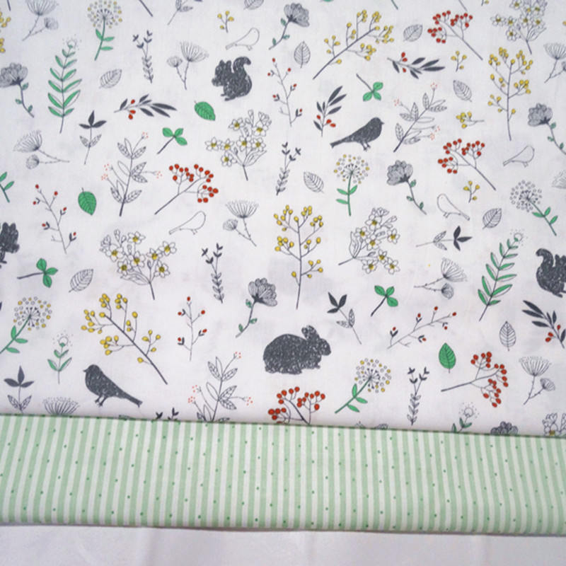 Picture of Cotton cotton twill printed kindergarten cartoon fabric bedding baby fabric 1.6 meters wide birds and flowers