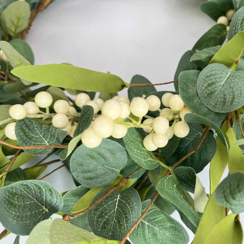 Picture of Iron bottom ring 20 inch large eucalyptus wreath simulation berry wreath eucalyptus door hanging cross-border spot wholesale
