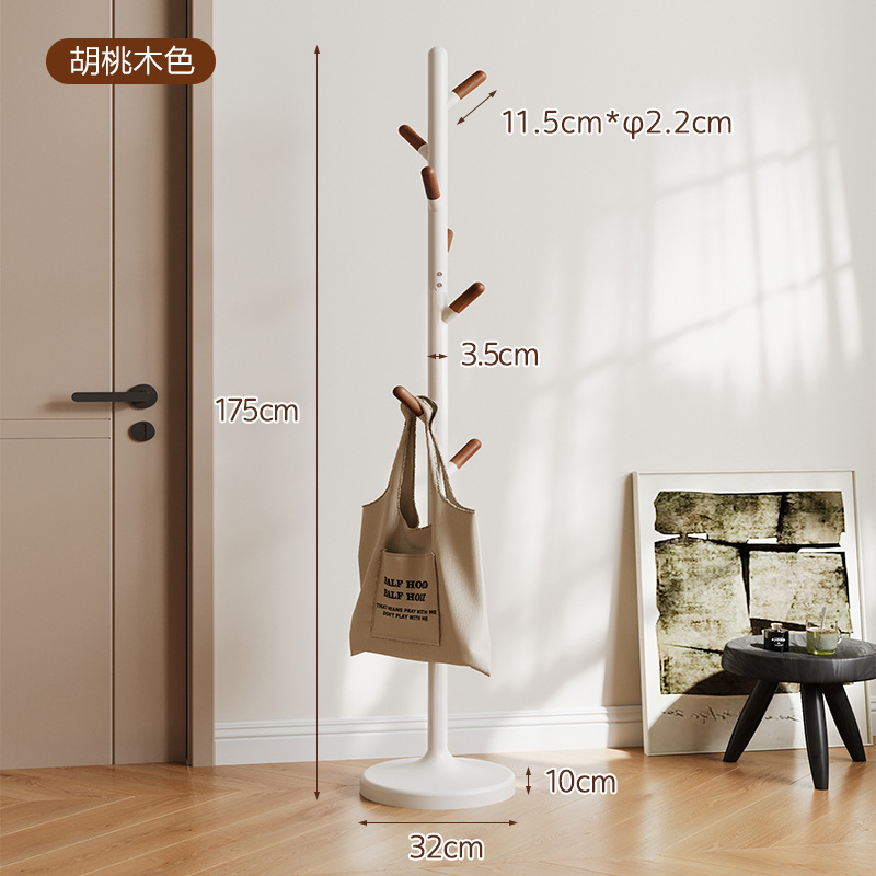 Picture of Gemeiju beech wood coat rack, floor-standing bedroom home clothes rack, simple vertical clothes rod, indoor bag rack