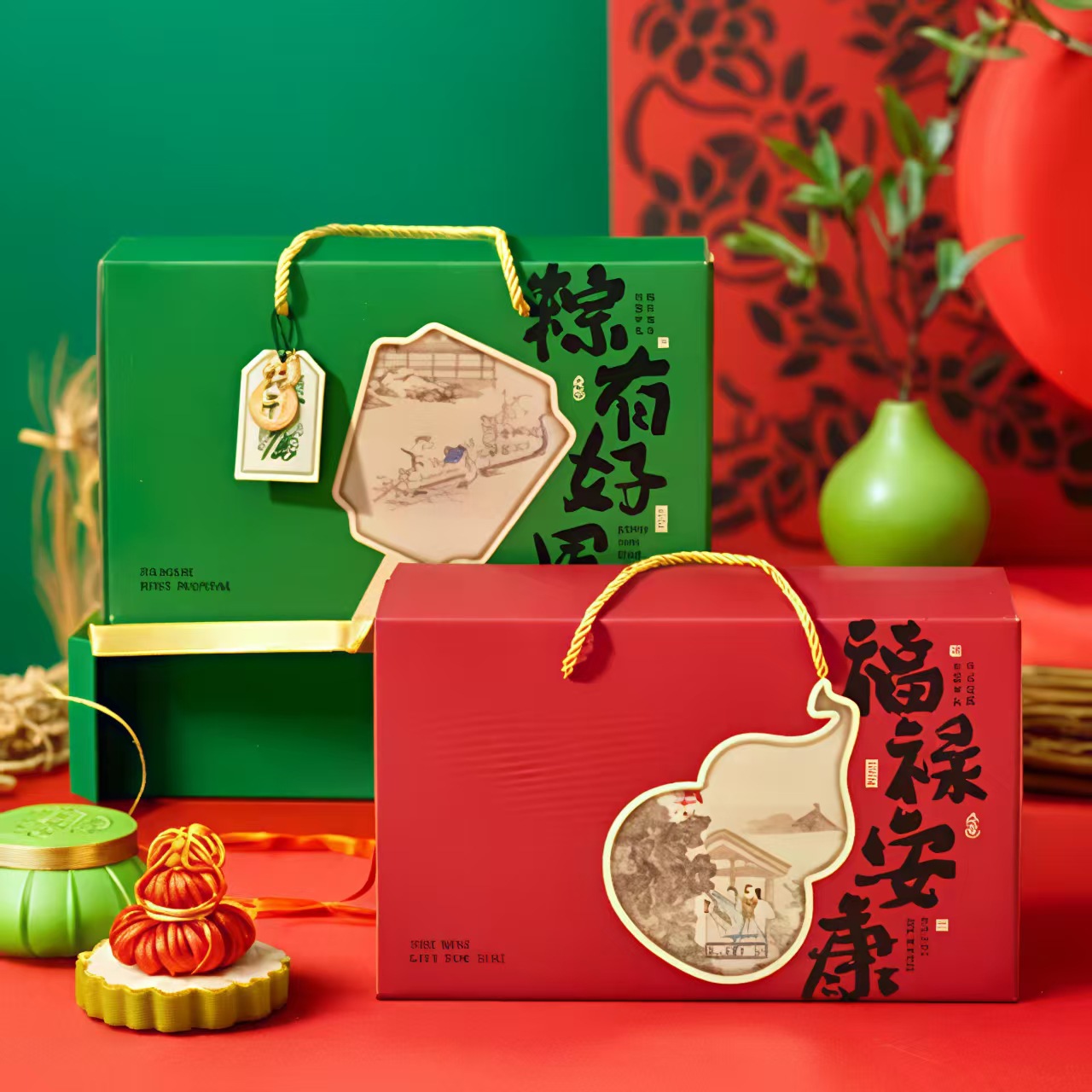 2025 Dragon Boat Festival Zongzi Gift Box Packaging Box Hotel High-end Creative Window Fan-shaped Outer Packaging Portable Gift Empty Box