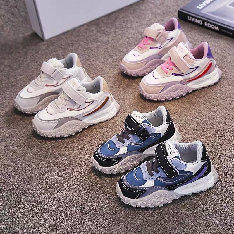 Children's sports shoes, spring and autumn, 2025 children's shoes, boys' and girls' baby shoes, middle and small children's leather Forrest Gump shoes, student wave