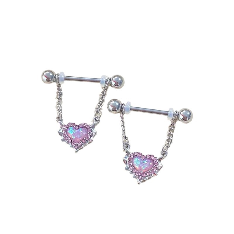 Picture of Gaibei European and American cross-border heart-shaped navel ring Opal navel ring nose clip ear studs body piercing jewelry