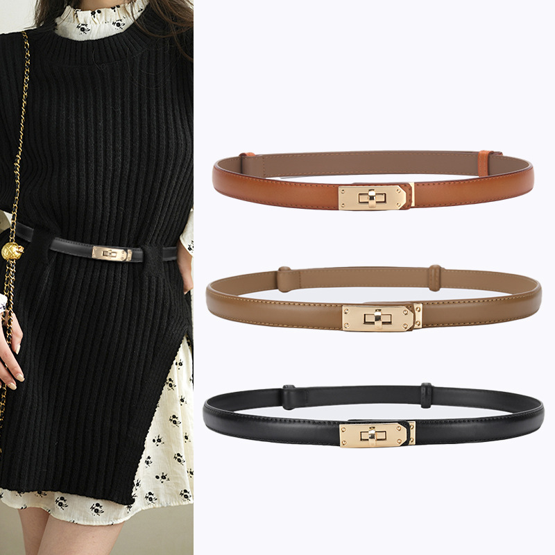 Fashionable All-match Korean Style Women's Thin Belt High-end Women's Belt Skirt Casual Pants Belted Waist Slimming Buckle Belt
